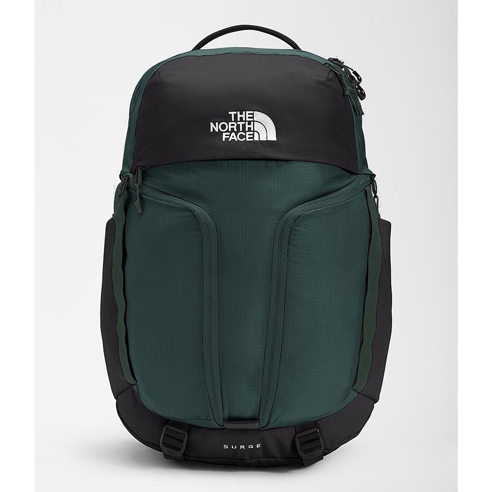 The North Face Backpacks Mens Australia - The North Face Surge Dark Green / Red Orange (VNC-513609)